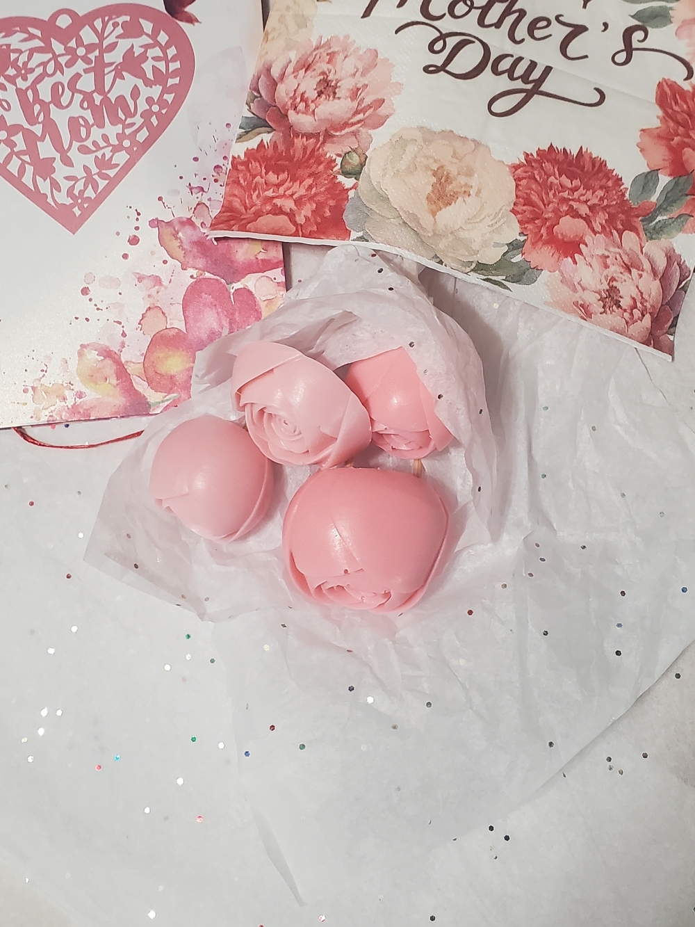 Pink Rose Hand Soap Set - Decorative Floral Soaps